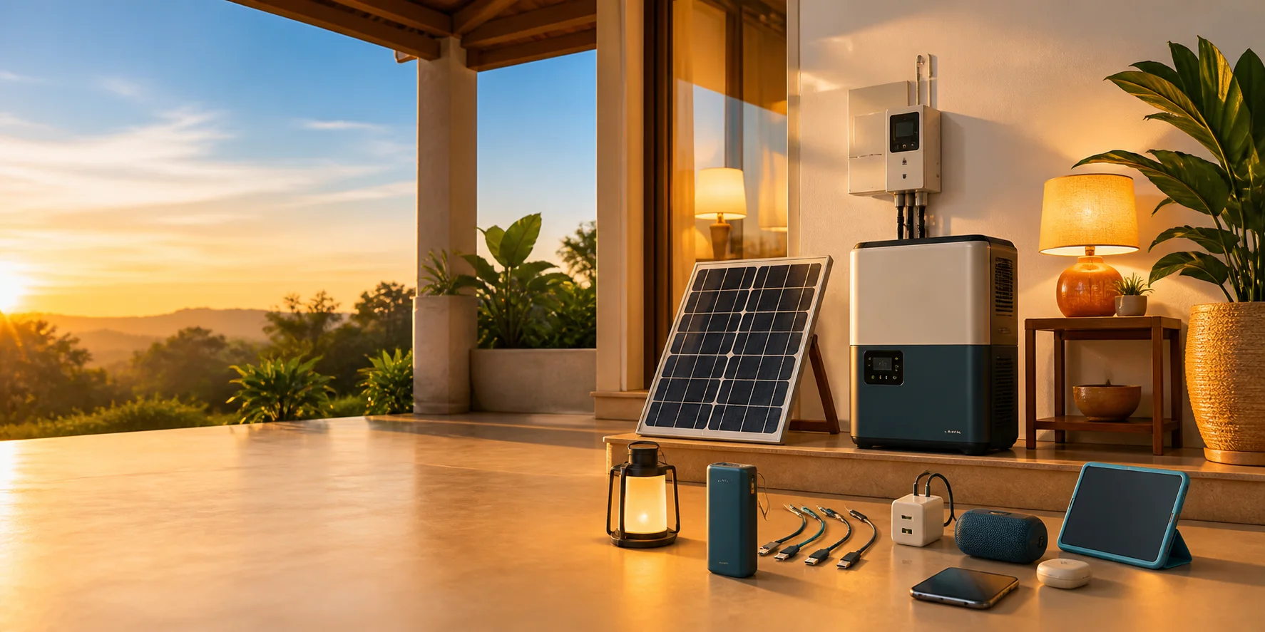 Solar and backup-power equipment in a warm contemporary home
